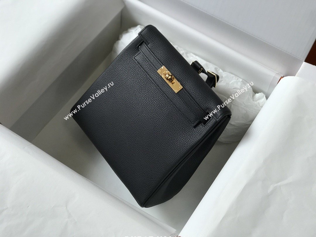 Hermes Kelly Ado Backpack 22cm in Togo Leather Black/Gold 2026(Half Handmade) (XX-26012105)