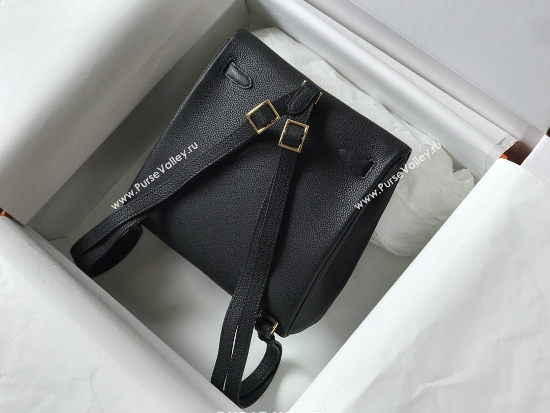 Hermes Kelly Ado Backpack 22cm in Togo Leather Black/Gold 2026(Half Handmade) (XX-26012105)