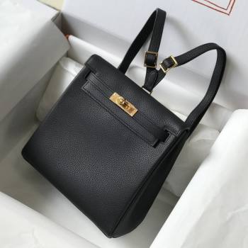 Hermes Kelly Ado Backpack 22cm in Togo Leather Black/Gold 2026(Half Handmade) (XX-26012105)