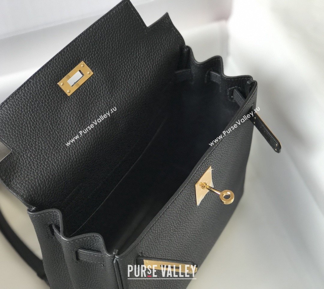 Hermes Kelly Ado Backpack 22cm in Togo Leather Black/Gold 2026(Half Handmade) (XX-26012105)