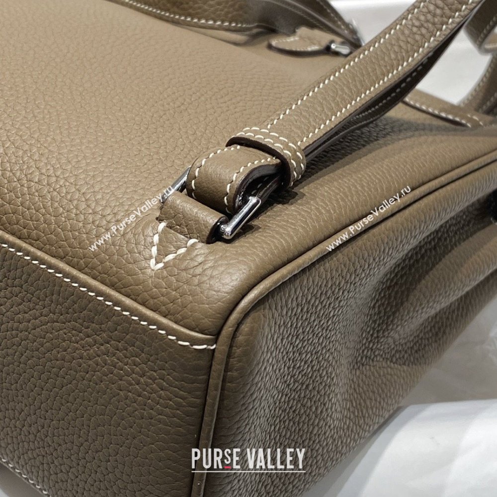 Hermes Kelly Ado Backpack 22cm in Togo Leather Etoupe/Silver 2026(Half Handmade) (XX-26012101)