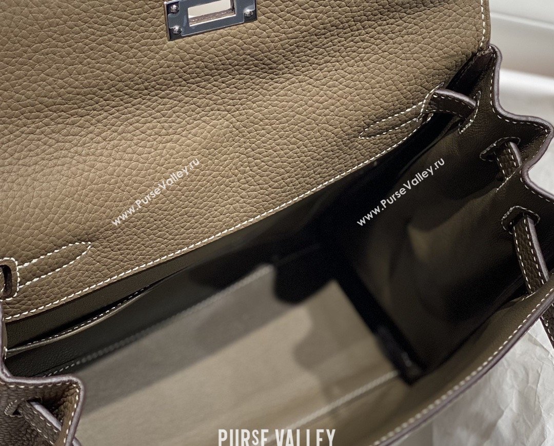 Hermes Kelly Ado Backpack 22cm in Togo Leather Etoupe/Silver 2026(Half Handmade) (XX-26012101)