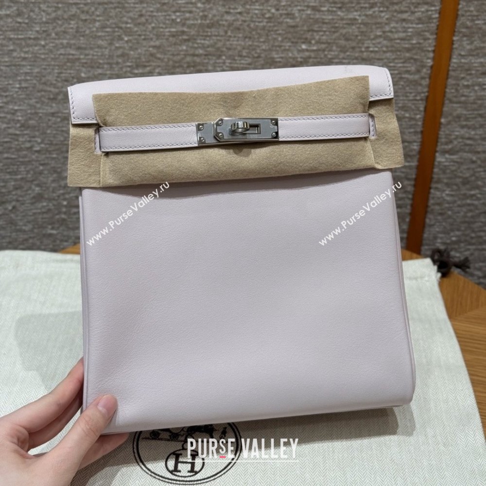 Hermes Kelly Ado Backpack 22cm in Swift Leather 09 Mauve Pale/Silver 2026(Half Handmade) (XX-26012110)