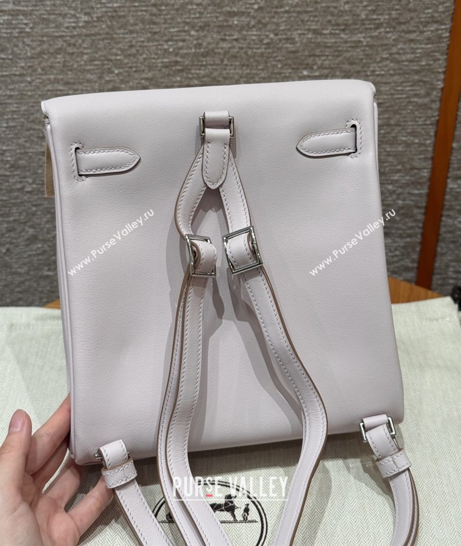 Hermes Kelly Ado Backpack 22cm in Swift Leather 09 Mauve Pale/Silver 2026(Half Handmade) (XX-26012110)