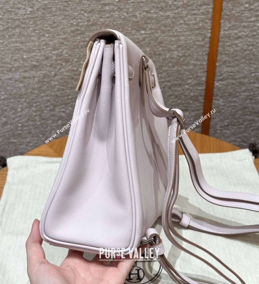 Hermes Kelly Ado Backpack 22cm in Swift Leather 09 Mauve Pale/Silver 2026(Half Handmade) (XX-26012110)