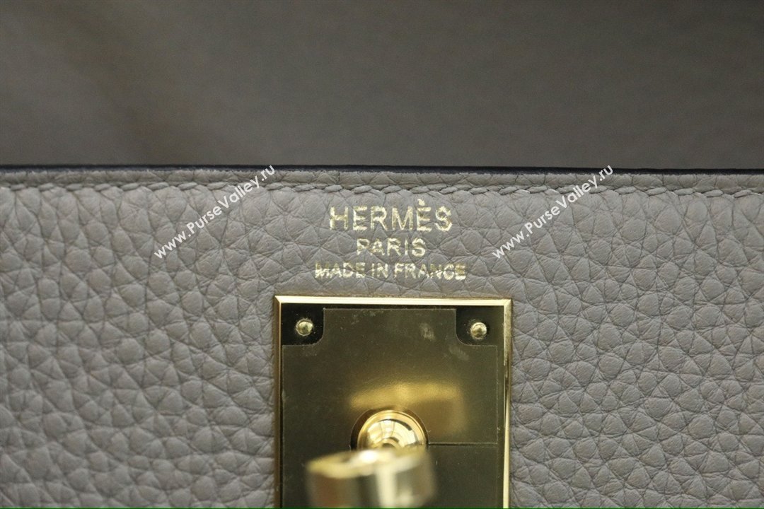 Hermes Kelly Ado Backpack 22cm in Taurillon Clemence Leather Gris Asphalte Grey/Gold 2026(Full Handmade) (XYA-26012111)
