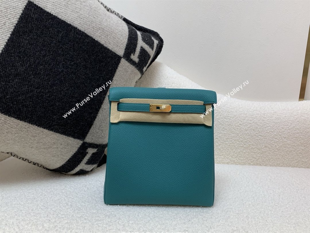 Hermes Kelly Ado Backpack 22cm in Togo Leather Verona Green/Gold 2026(Half Handmade) (XX-26012109)