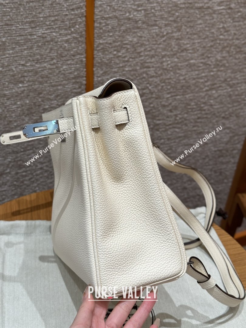 Hermes Kelly Ado Backpack 22cm in Togo Leather Cream White/Silver 2026(Half Handmade) (XX-26012103)