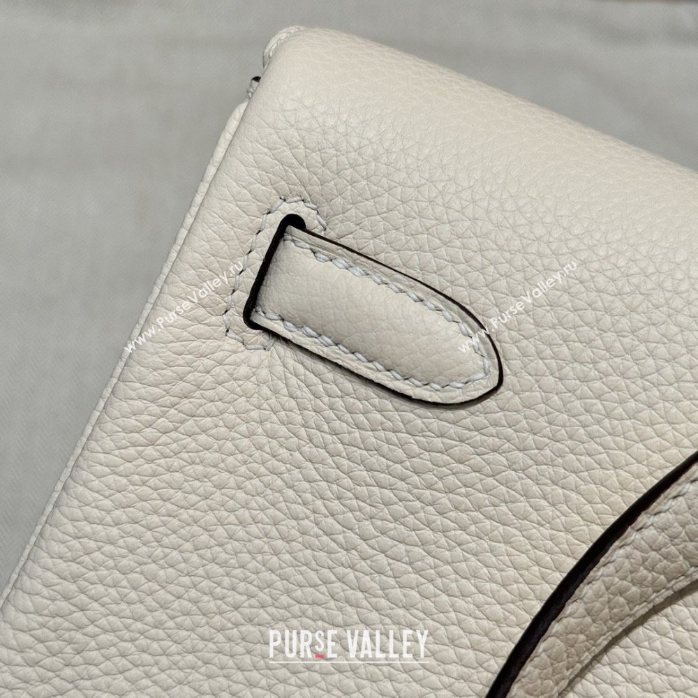 Hermes Kelly Ado Backpack 22cm in Togo Leather Cream White/Silver 2026(Half Handmade) (XX-26012103)