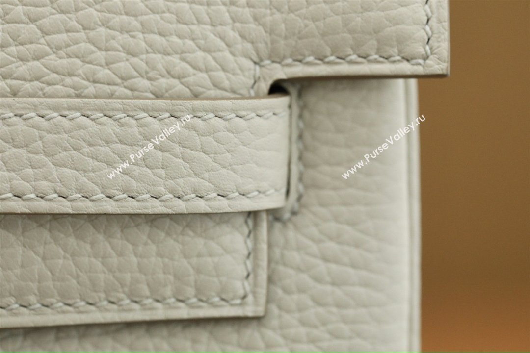 Hermes Kelly Ado Backpack 22cm in Taurillon Clemence Leather Beton White/Silver 2026(Full Handmade) (XYA-26012112)