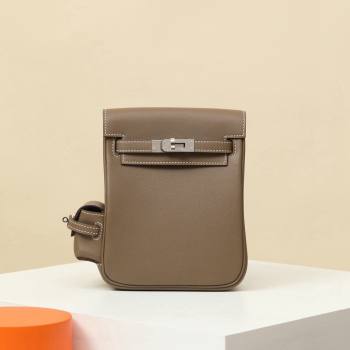 Hermes Kelly Jump Backpack KJ18 18cm in Swift Leather Etoupe/Silver 2026(Handmade) (XX-26012117)