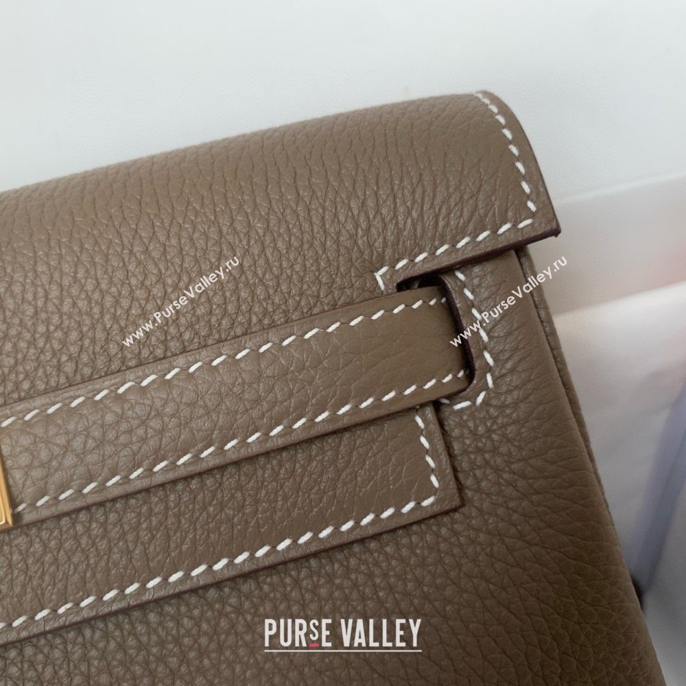 Hermes Kelly Ado Backpack 22cm in Togo Leather Etoupe/Gold 2026(Half Handmade) (XX-26012108)