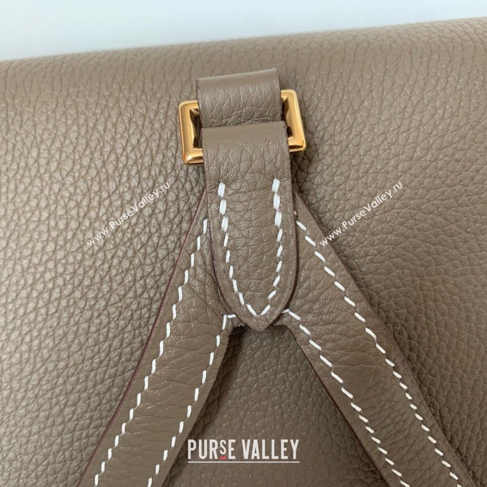 Hermes Kelly Ado Backpack 22cm in Togo Leather Etoupe/Gold 2026(Half Handmade) (XX-26012108)