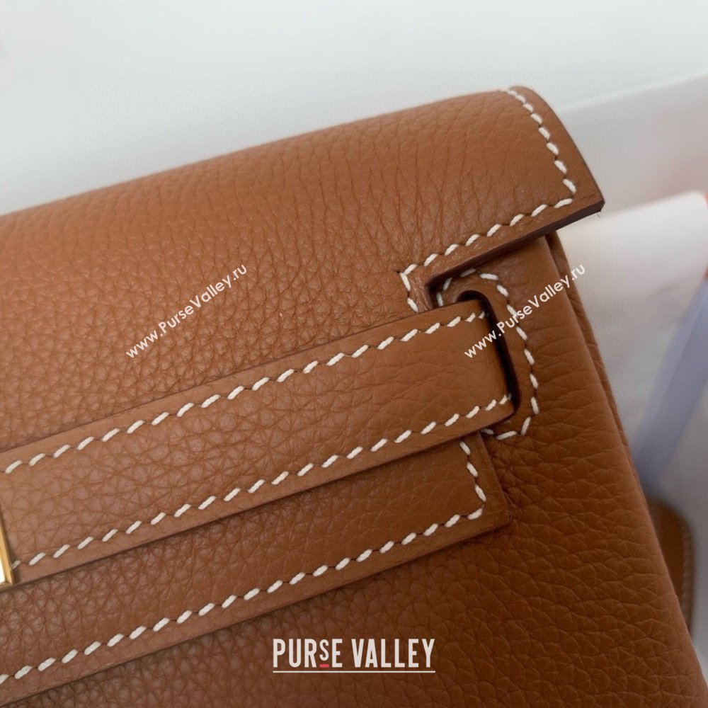 Hermes Kelly Ado Backpack 22cm in Togo Leather Brown/Gold 2026(Half Handmade) (XX-26012107)