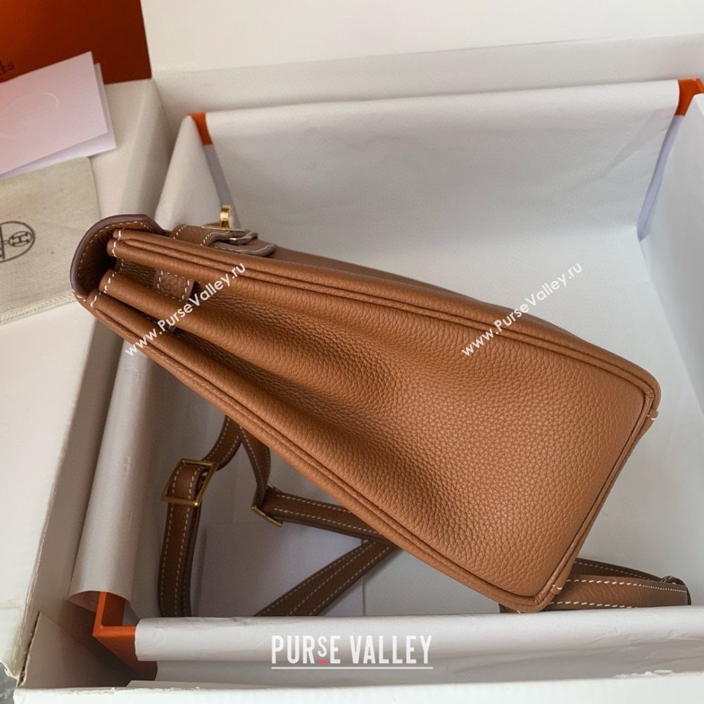 Hermes Kelly Ado Backpack 22cm in Togo Leather Brown/Gold 2026(Half Handmade) (XX-26012107)