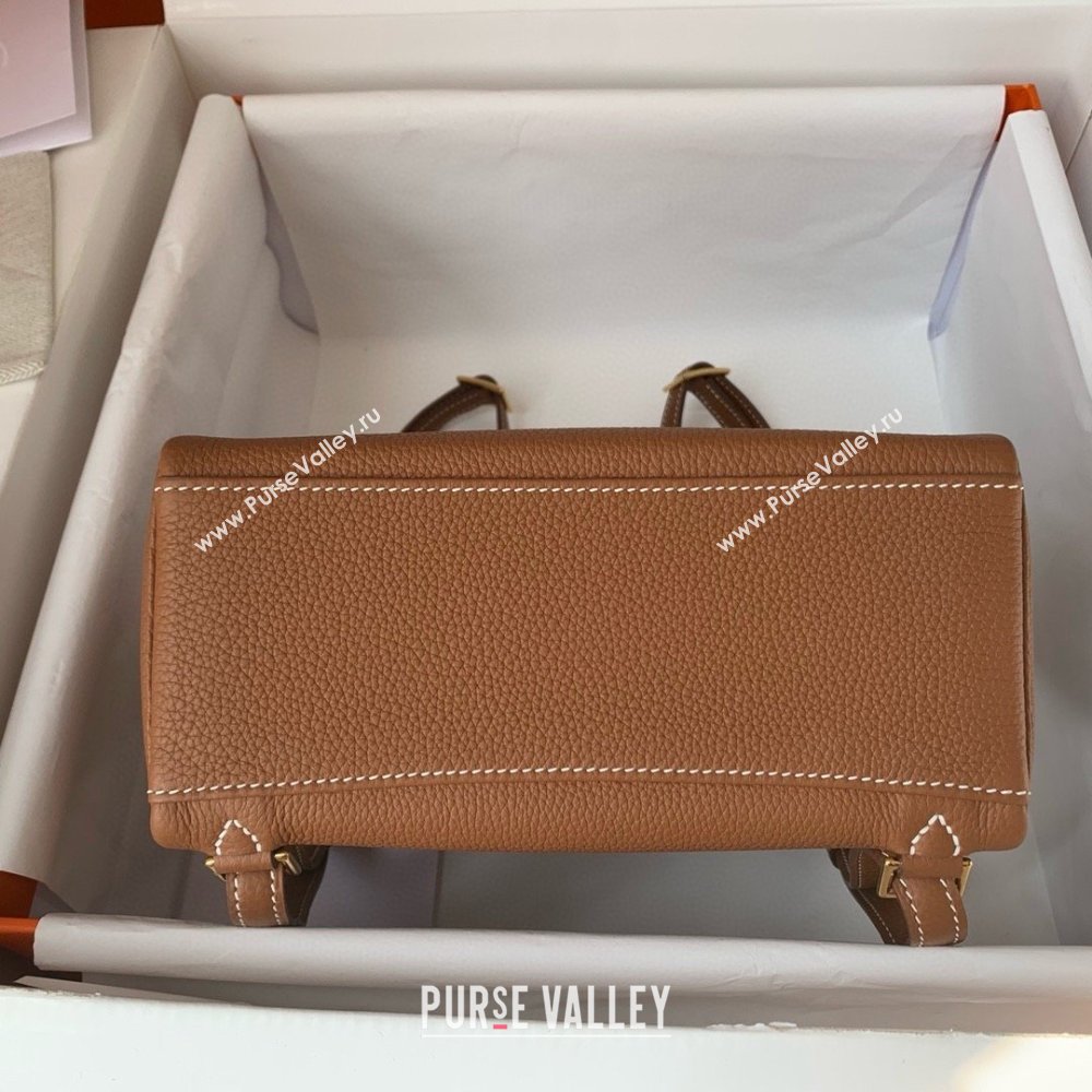 Hermes Kelly Ado Backpack 22cm in Togo Leather Brown/Gold 2026(Half Handmade) (XX-26012107)