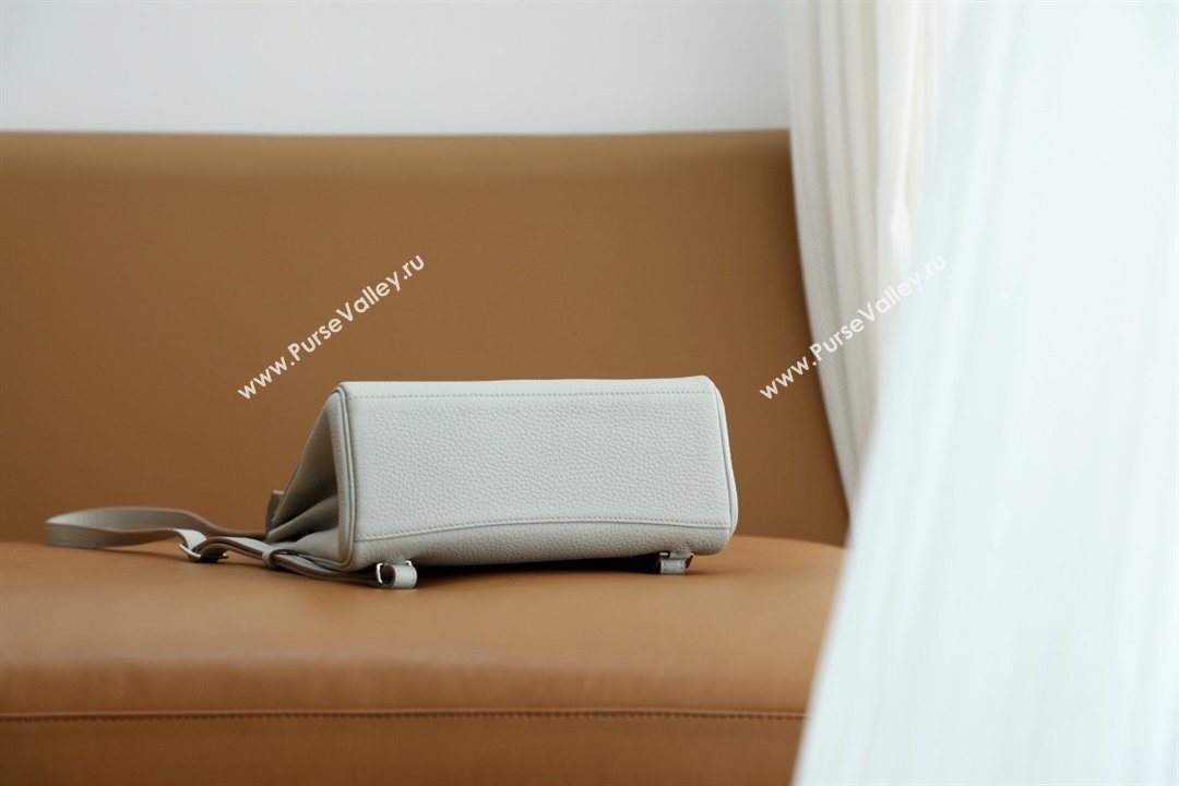 Hermes Kelly Ado Backpack 22cm in Taurillon Clemence Leather Gris Perle/Silver 2026(Half Handmade) (XYA-26012113)