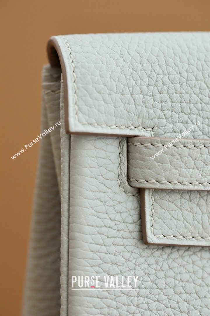 Hermes Kelly Ado Backpack 22cm in Taurillon Clemence Leather Gris Perle/Silver 2026(Half Handmade) (XYA-26012113)