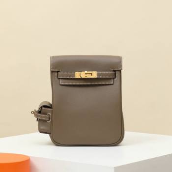 Hermes Kelly Jump Backpack KJ18 18cm in Swift Leather Etoupe/Gold 2026(Handmade) (XX-26012118)
