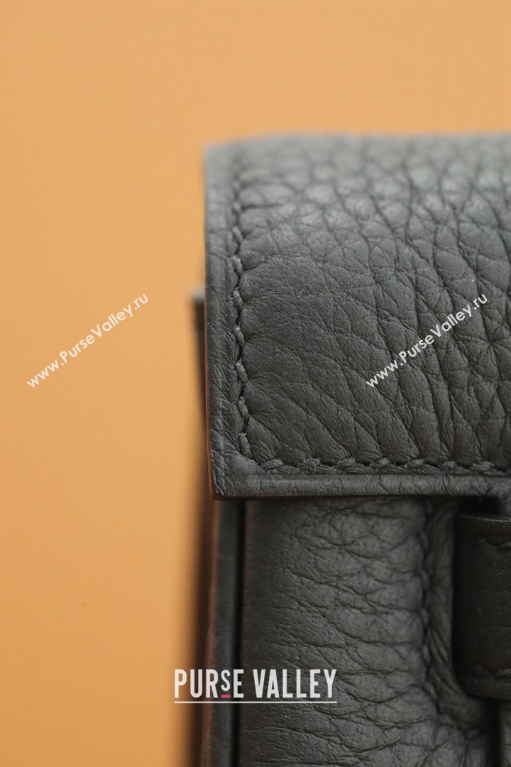 Hermes Kelly Ado Backpack 22cm in Taurillon Clemence Leather Black/Silver 2026(Half Handmade) (XYA-26012114)