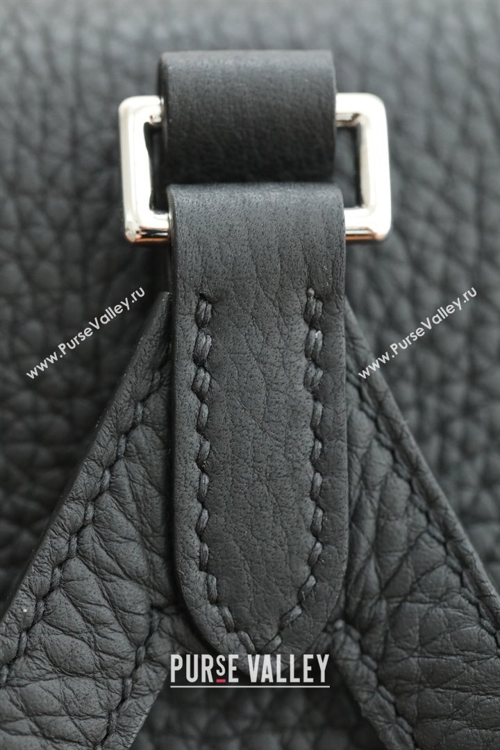 Hermes Kelly Ado Backpack 22cm in Taurillon Clemence Leather Black/Silver 2026(Half Handmade) (XYA-26012114)