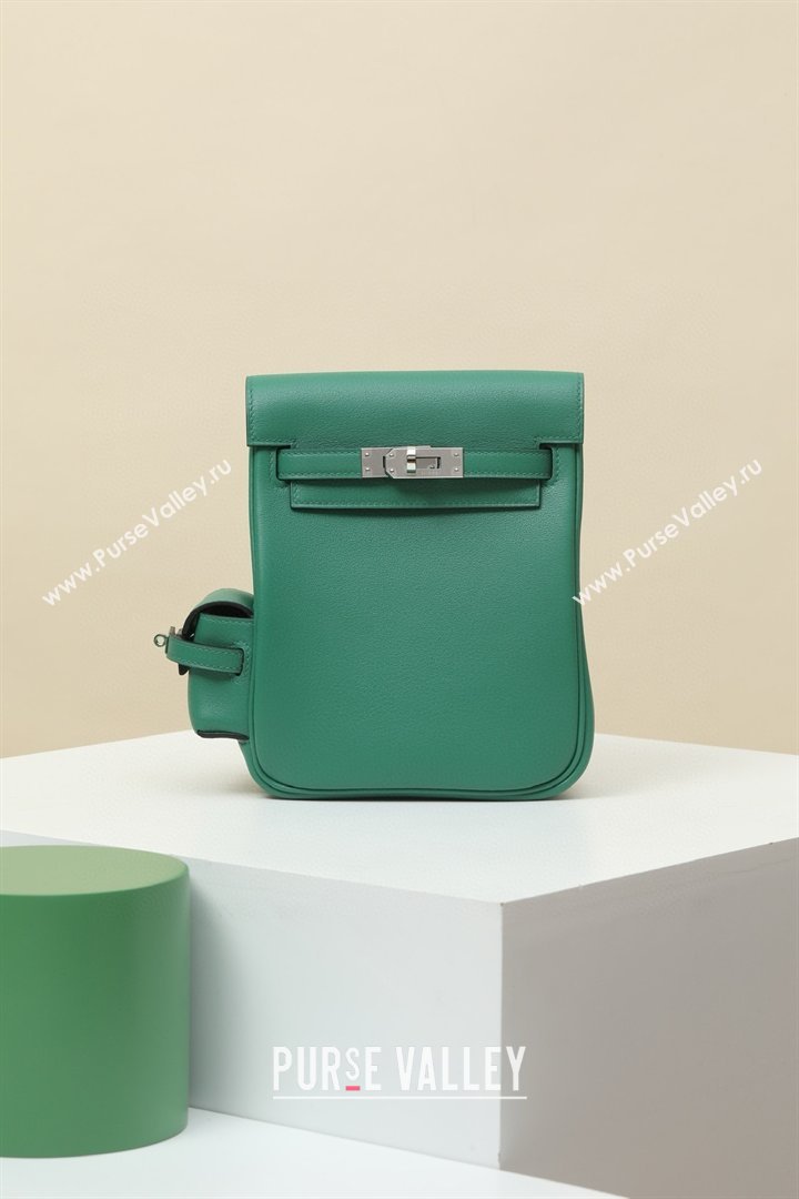 Hermes Kelly Jump Backpack KJ18 18cm in Swift Leather Green/Silver 2026(Handmade) (XX-26012119)