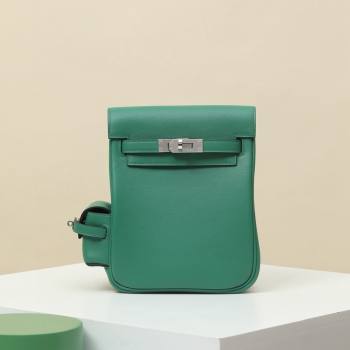 Hermes Kelly Jump Backpack KJ18 18cm in Swift Leather Green/Silver 2026(Handmade) (XX-26012119)