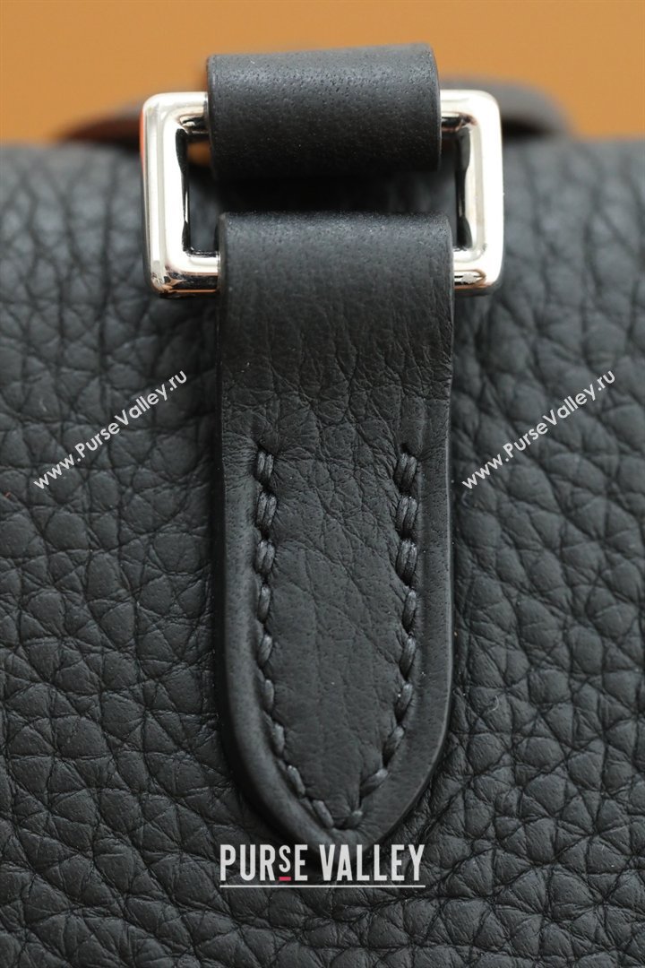 Hermes Kelly Ado Backpack 22cm in Taurillon Clemence Leather Black/Silver 2026(Half Handmade) (XYA-26012114)