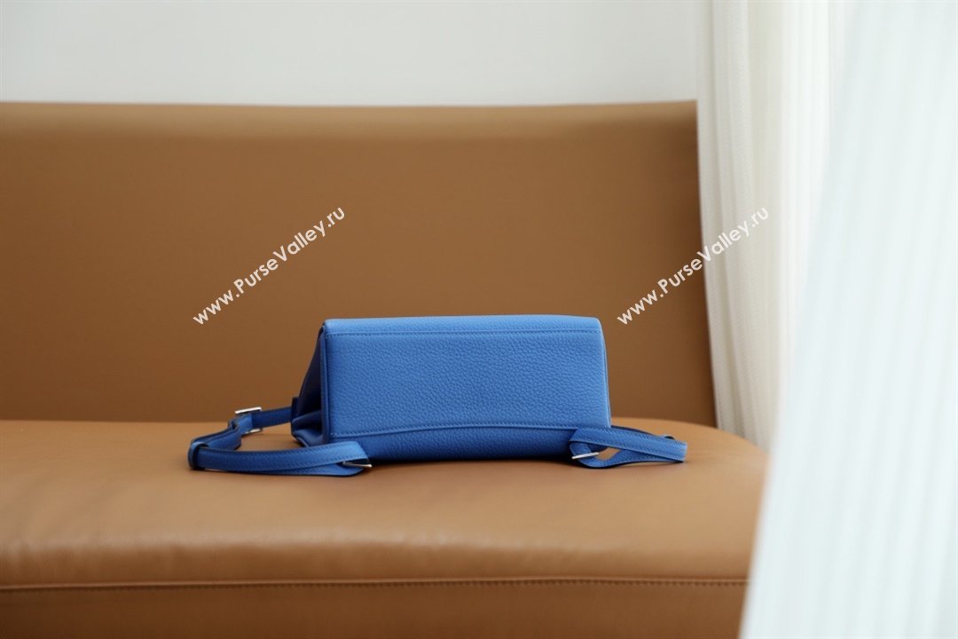 Hermes Kelly Ado Backpack 22cm in Taurillon Clemence Leather Blue/Silver 2026(Half Handmade) (XYA-26012115)