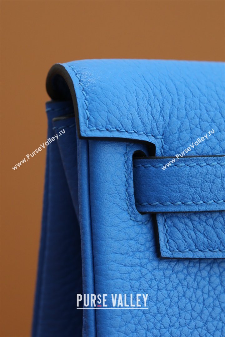 Hermes Kelly Ado Backpack 22cm in Taurillon Clemence Leather Blue/Silver 2026(Half Handmade) (XYA-26012115)