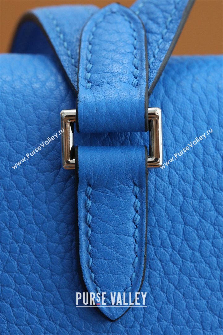 Hermes Kelly Ado Backpack 22cm in Taurillon Clemence Leather Blue/Silver 2026(Half Handmade) (XYA-26012115)