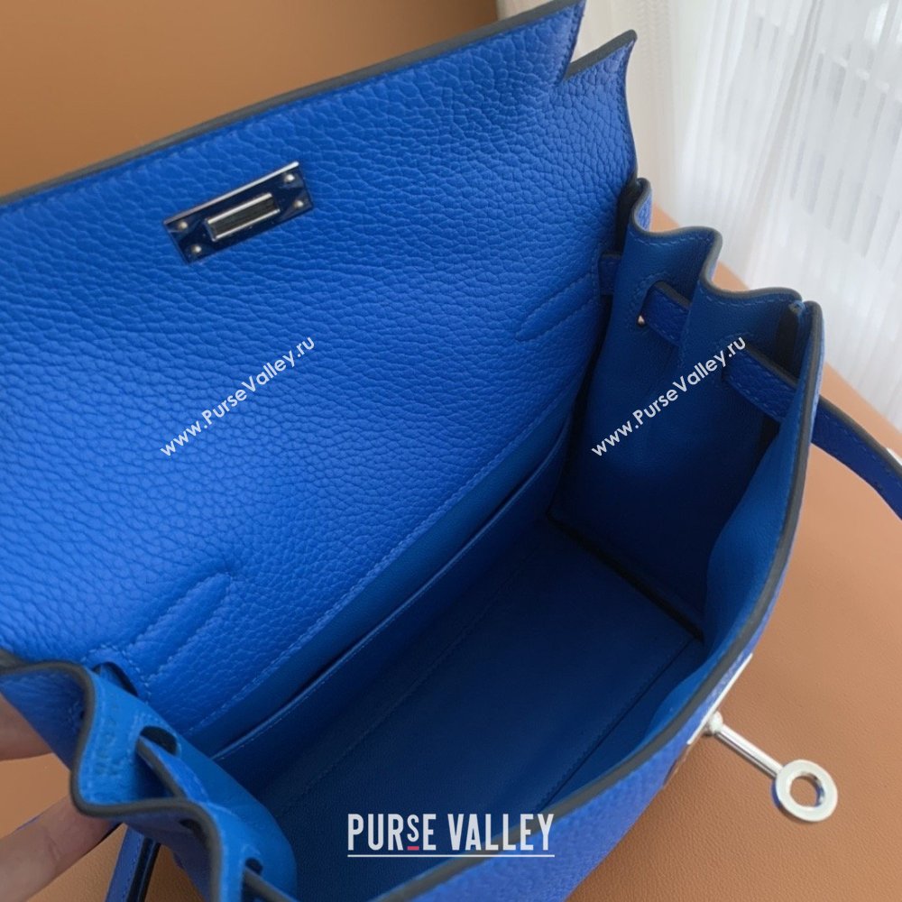 Hermes Kelly Ado Backpack 22cm in Taurillon Clemence Leather Blue/Silver 2026(Half Handmade) (XYA-26012115)