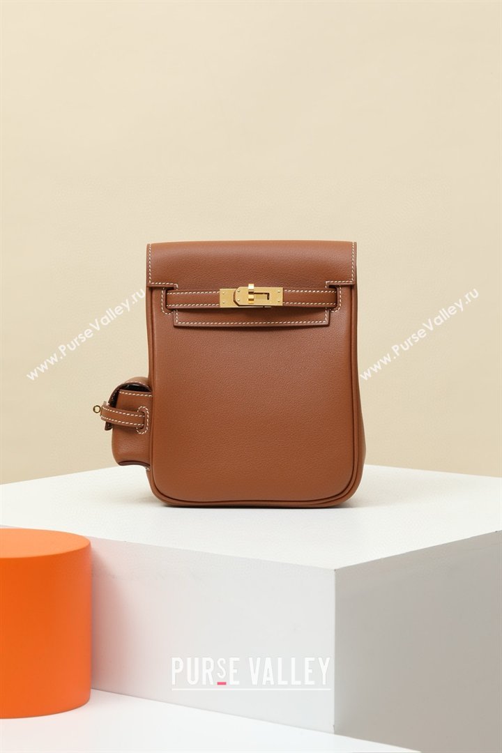 Hermes Kelly Jump Backpack KJ18 18cm in Swift Leather Brown/Gold 2026(Handmade) (XX-26012121)