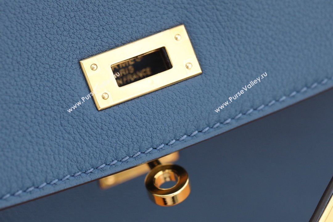 Hermes Kelly Ado Backpack 22cm in Evercolor Leather Navy Blue/Gold 2026(Half Handmade) (XYA-26012116)