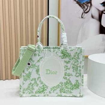 Dior Medium Dior Book Tote with Strap Green Multicolor Toile de Jouy Clover Embroidery 2026 (BF-26012209)