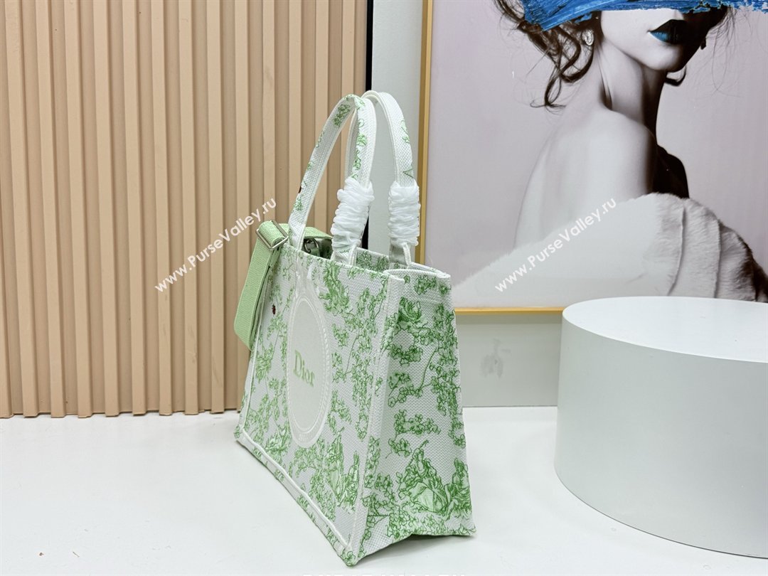 Dior Medium Dior Book Tote with Strap Green Multicolor Toile de Jouy Clover Embroidery 2026 (BF-26012209)