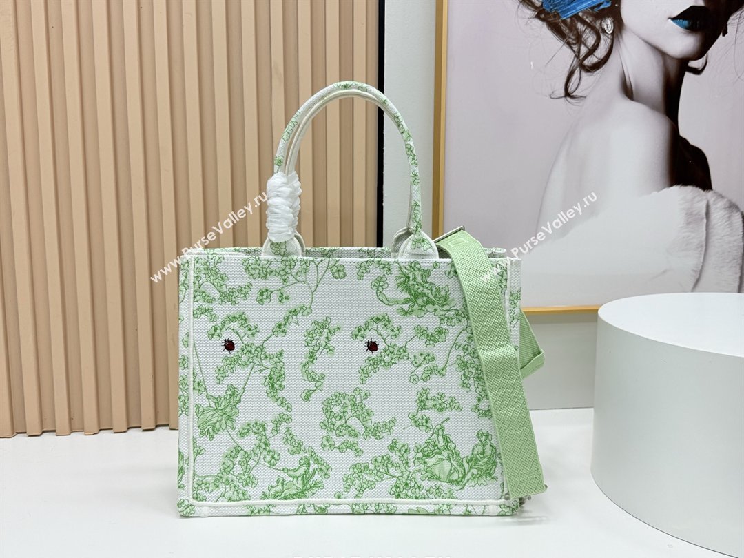 Dior Medium Dior Book Tote with Strap Green Multicolor Toile de Jouy Clover Embroidery 2026 (BF-26012209)
