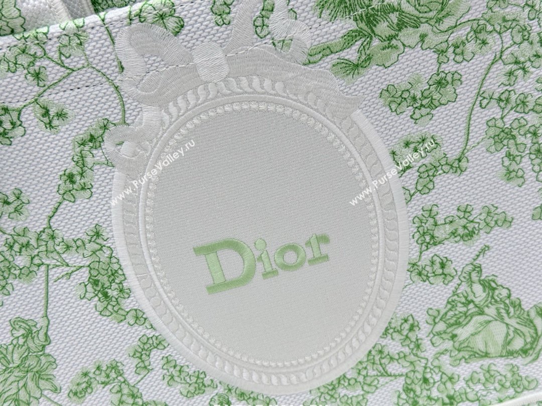 Dior Medium Dior Book Tote with Strap Green Multicolor Toile de Jouy Clover Embroidery 2026 (BF-26012209)