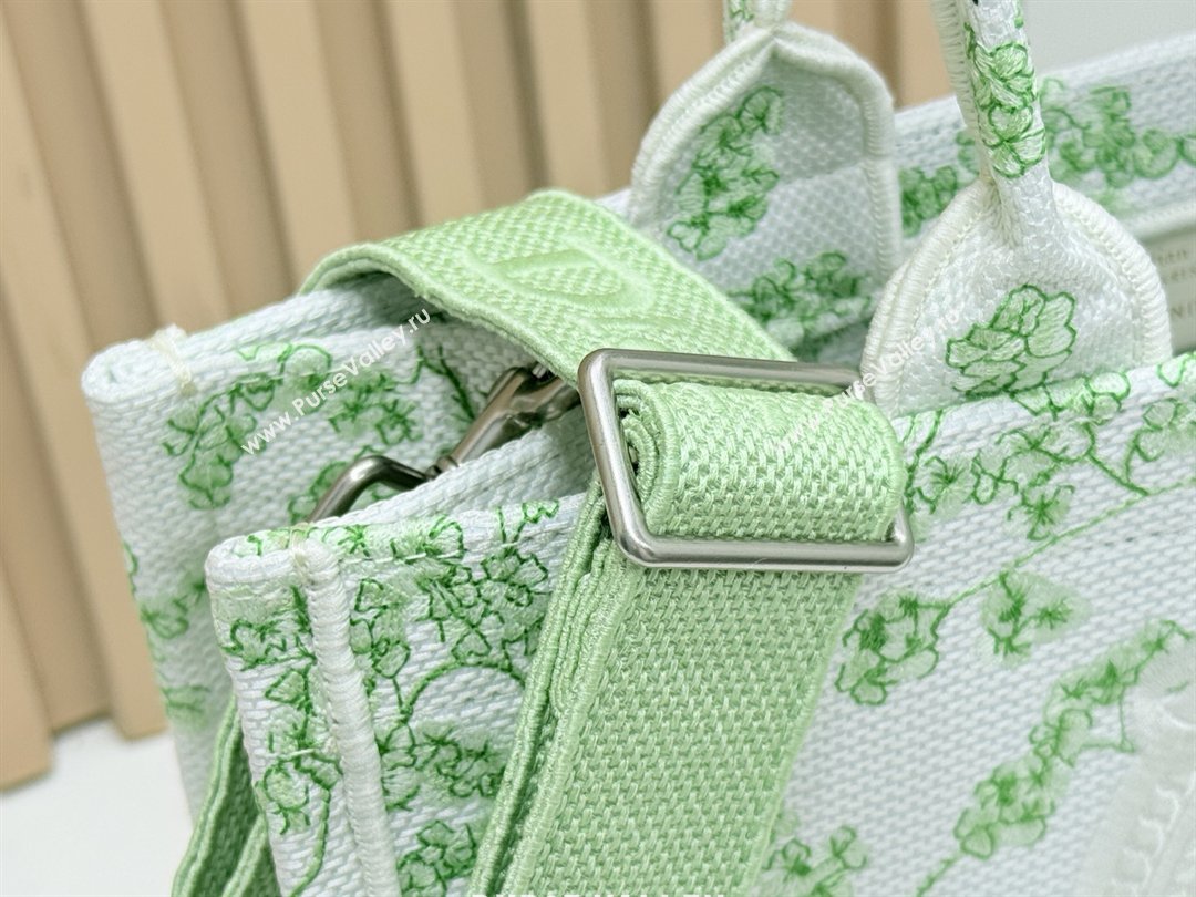 Dior Medium Dior Book Tote with Strap Green Multicolor Toile de Jouy Clover Embroidery 2026 (BF-26012209)
