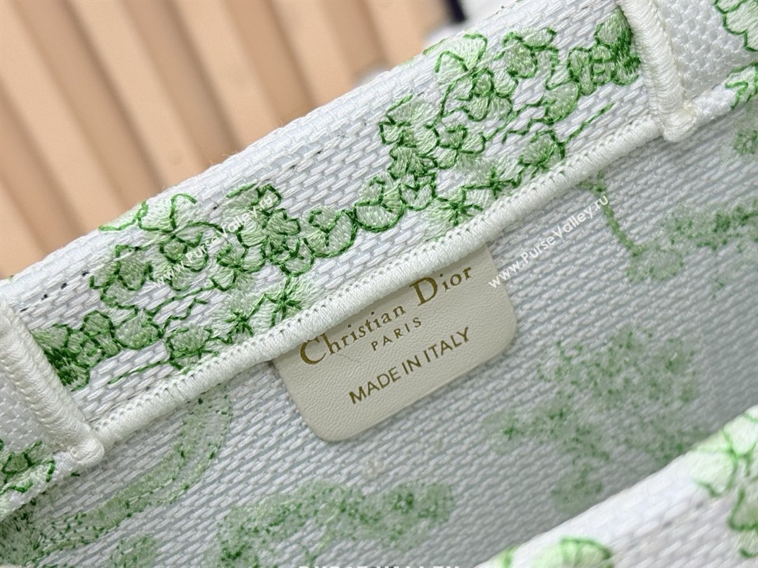 Dior Medium Dior Book Tote with Strap Green Multicolor Toile de Jouy Clover Embroidery 2026 (BF-26012209)