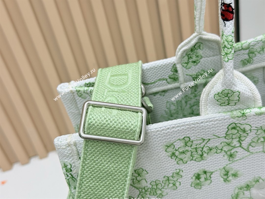 Dior Large Dior Book Tote with Strap Green Multicolor Toile de Jouy Clover Embroidery 2026 (BF-26012208)