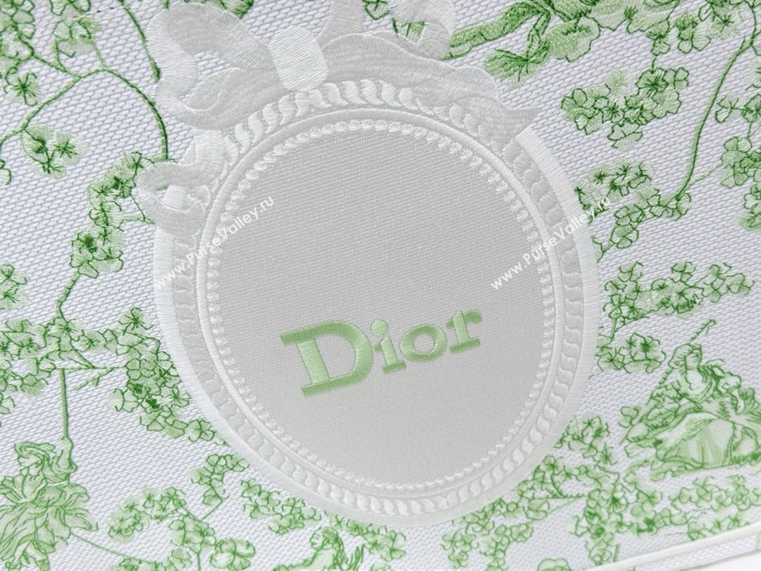 Dior Large Dior Book Tote with Strap Green Multicolor Toile de Jouy Clover Embroidery 2026 (BF-26012208)