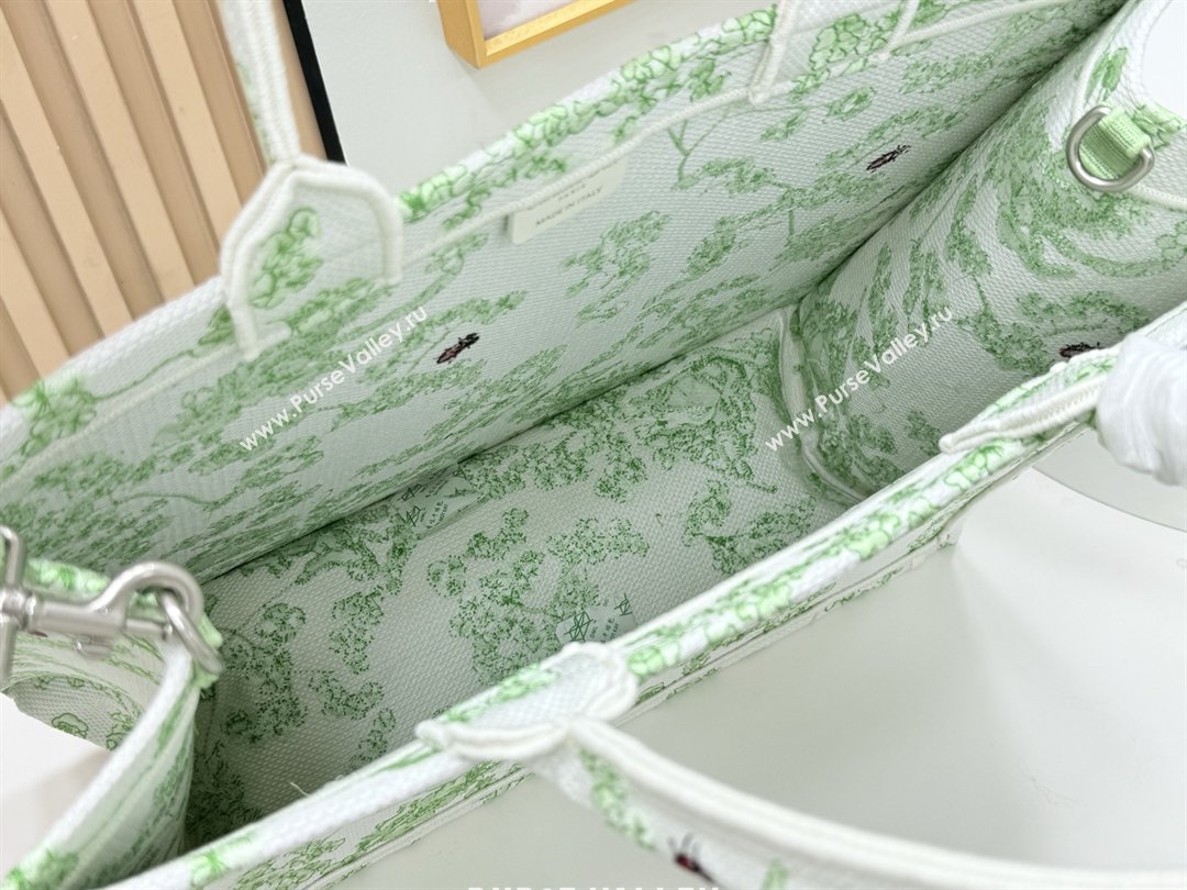 Dior Large Dior Book Tote with Strap Green Multicolor Toile de Jouy Clover Embroidery 2026 (BF-26012208)
