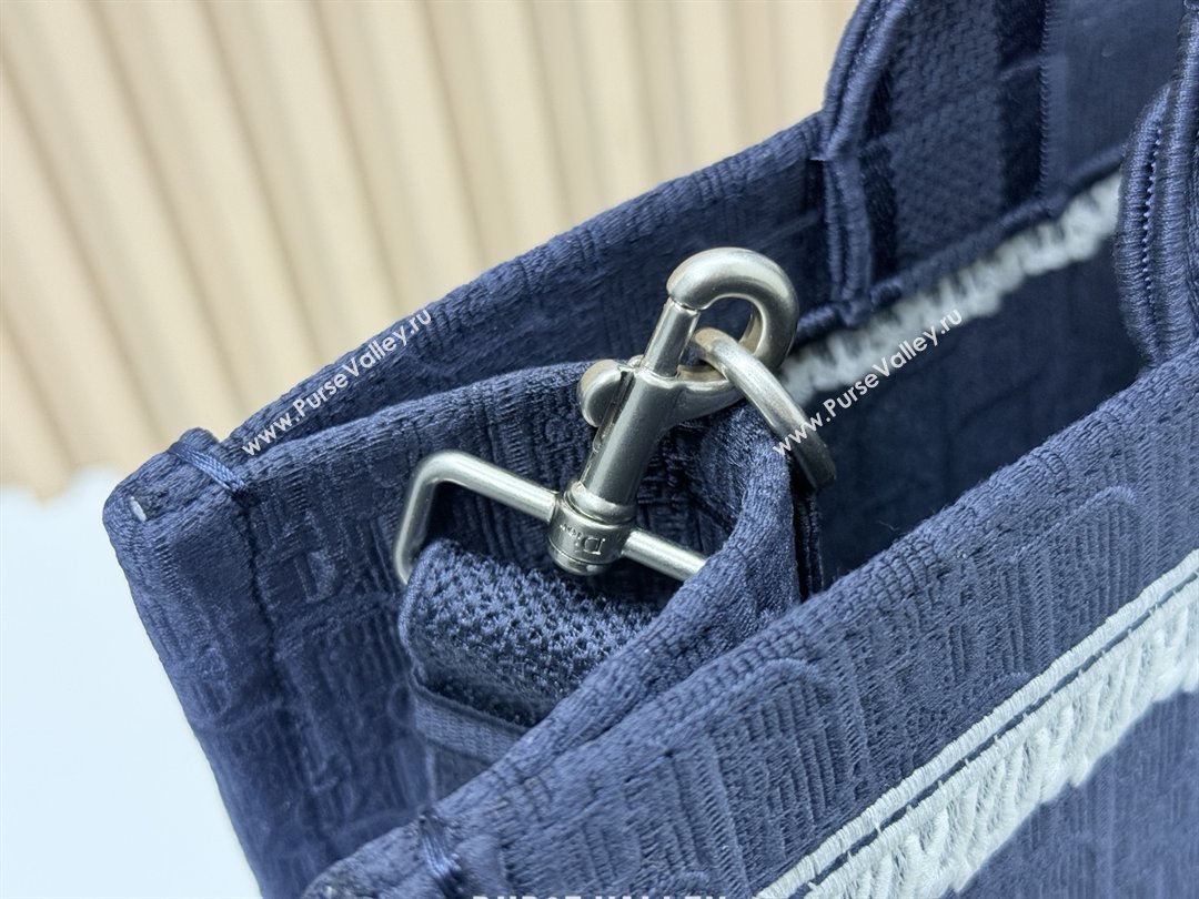 Dior Large Dior Book Tote with Strap in Blue Dior Oblique Embroidery with White Lace 2026 (BF-26012210)