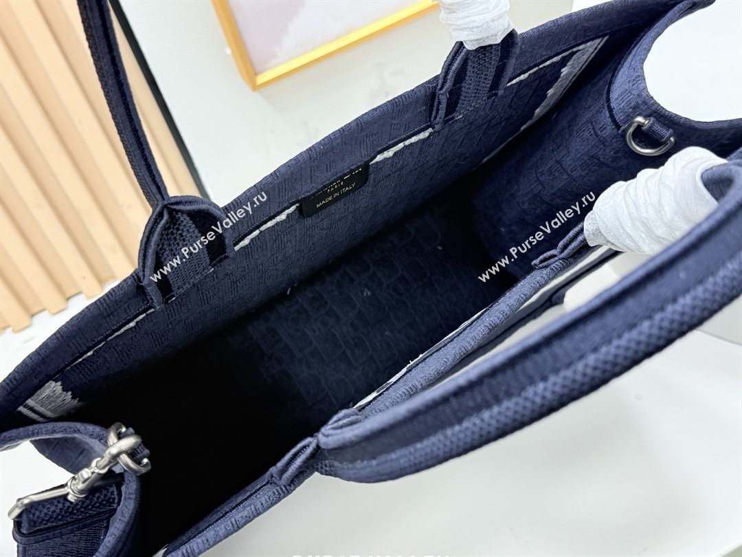 Dior Large Dior Book Tote with Strap in Blue Dior Oblique Embroidery with White Lace 2026 (BF-26012210)