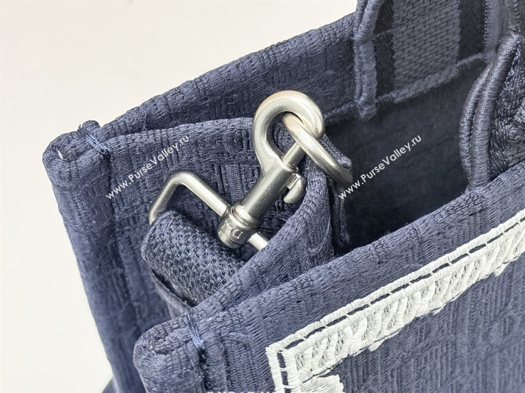 Dior Medium Dior Book Tote with Strap in Blue Dior Oblique Embroidery with White Lace 2026 (BF-26012211)