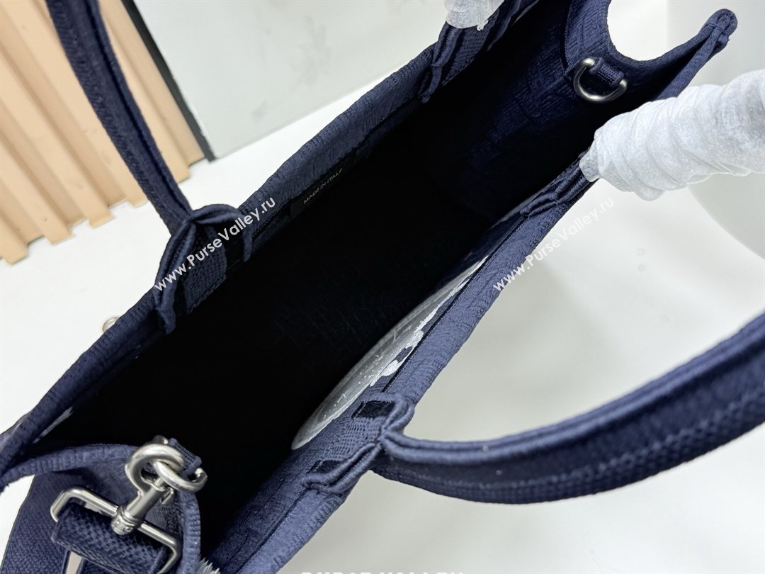 Dior Medium Dior Book Tote with Strap in Blue Dior Oblique Embroidery with White Lace 2026 (BF-26012211)