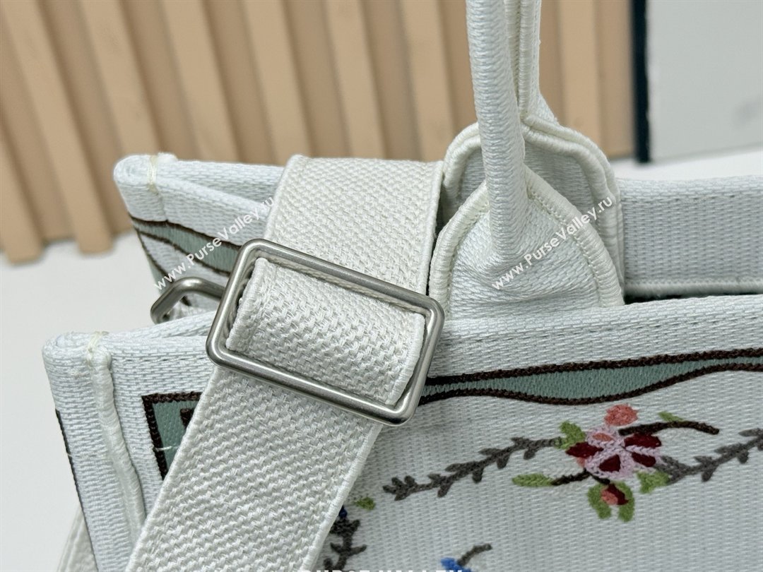 Dior Dioramour Medium Dior Book Tote with Strap White Multicolor Revolution Flowers Embroidery 2026 (BF-26012206)