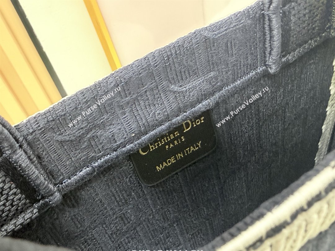 Dior Small Dior Book Tote with Strap in Blue Dior Oblique Embroidery with White Lace 2026 (BF-26012212)