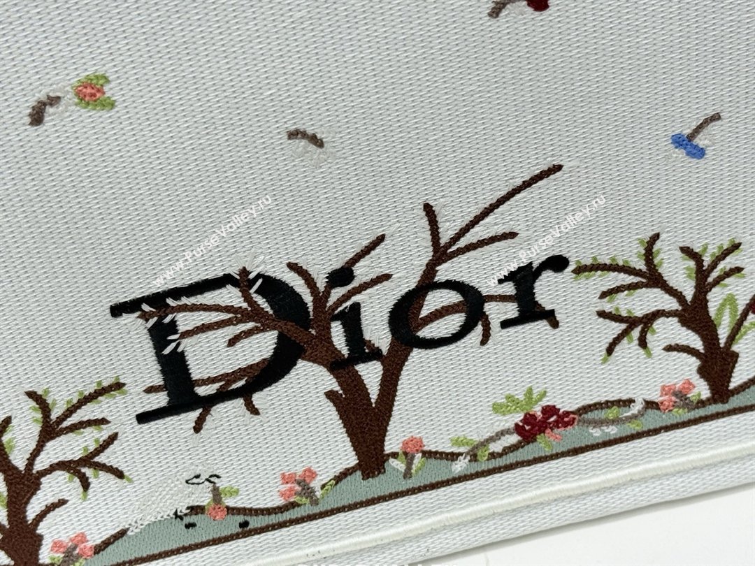 Dior Dioramour Medium Dior Book Tote with Strap White Multicolor Revolution Flowers Embroidery 2026 (BF-26012206)